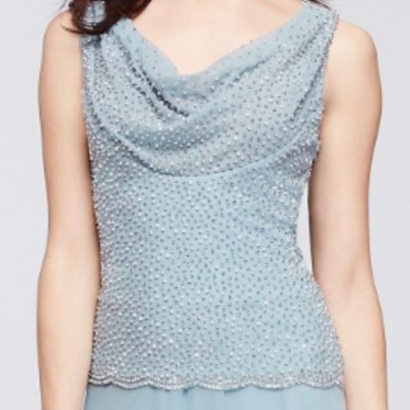 NEW Cachet Floor Length Gown with Caviar Beaded Cowl Neckline - Picture 3 of 3